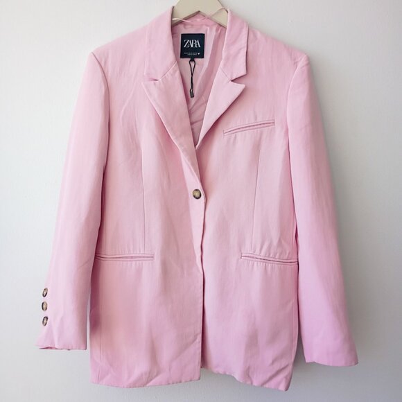 Zara Jackets & Blazers - ZARA Oversized Light Pink Blazer Women’s Size XS | One Button Lined Pastel Chic